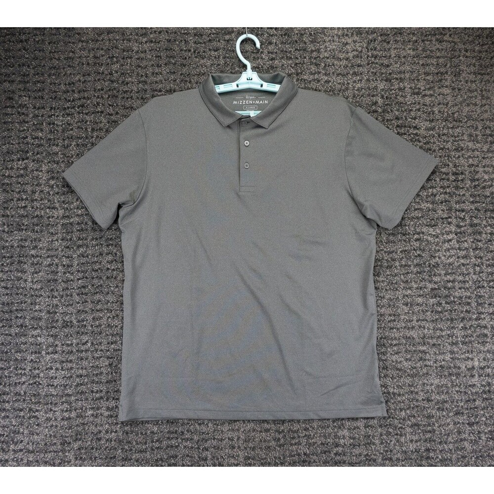 Mizzen + Main Shirt Mens XL Gray Performance Polo Stretch Quick Dry Casual Golf